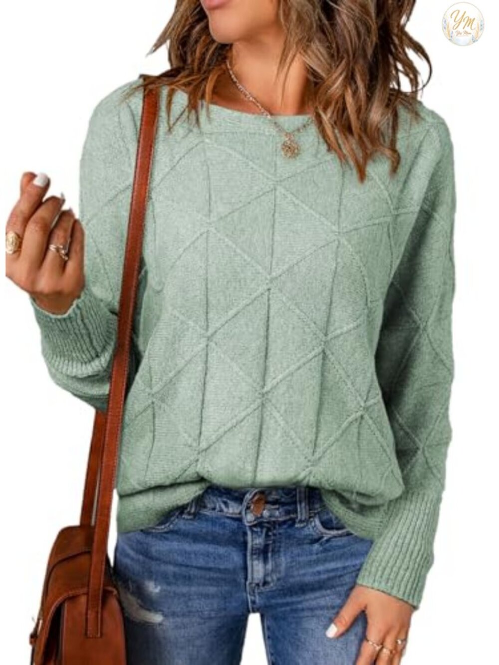 EVALESS Womens Crewneck Batwing Sleeve Pullover Sweater